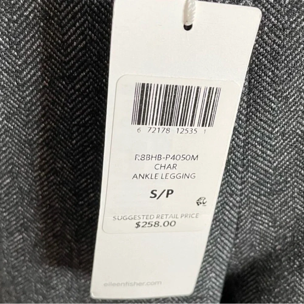 Eileen Fisher Charcoal & Black Stretch Tweed Knit Ankle Legging Pant